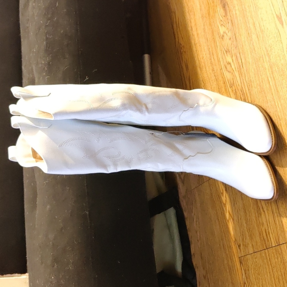 Athefit white cowboy boots